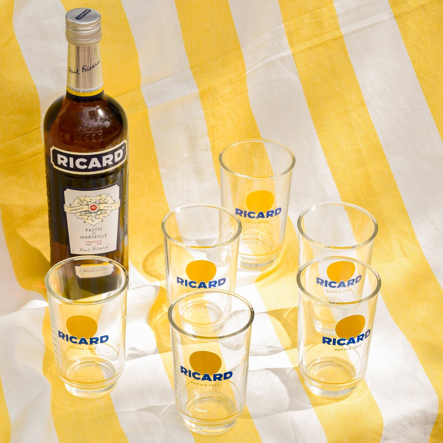 6 Verres Allongés Lehanneur & Bouteille Ricard Original