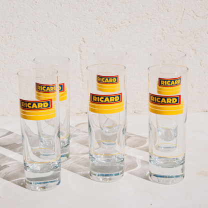 6 Verres Tubes Ricard - Réédition 1984