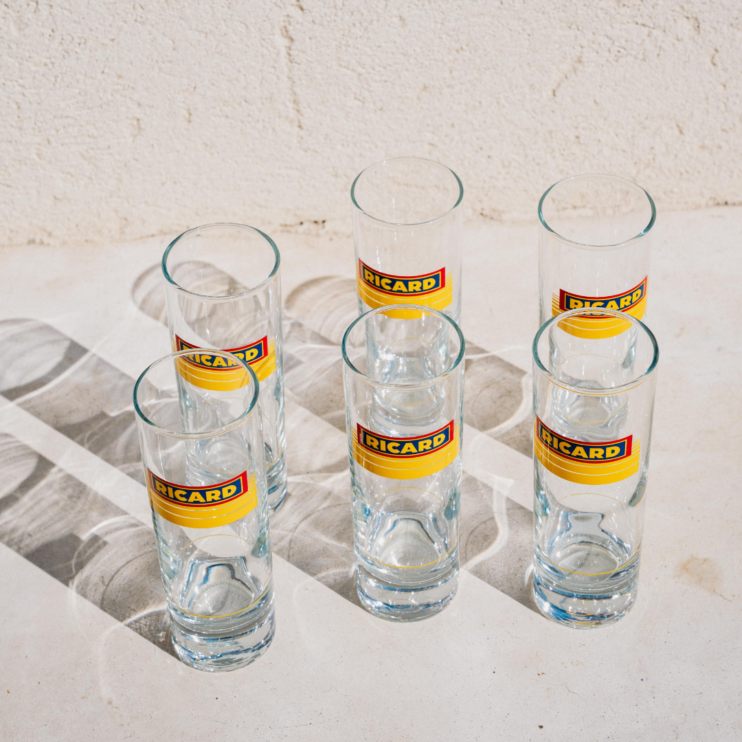 6 Verres Tubes Ricard - Réédition 1984