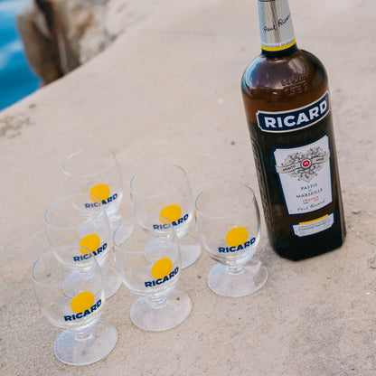 6 Verres Ballons 17cl & Bouteille Ricard Orignal 70cl