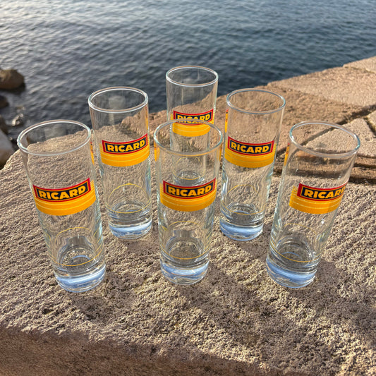 6 Verres Tubes Ricard - Réédition 1984